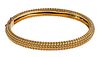Van Cleef & Arpels 18k Yellow Gold 'Perlee' Hinged Bangle Bracelet
