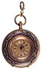 14k Yellow Gold and Painted Enamel Pocket Watch