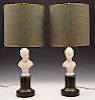 Pair of Bisque Figural Table Lamps with Shades