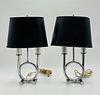Pair of Vintage Chrome Table Lamps in the Art Deco Style