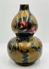 Vintage Double Gourd Vase By Maitland Smith, Hand Painted Porcelain