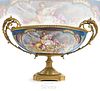 Large 19th C. French Sevres Porcelain Gilt Bronze Centerpiece Bowl