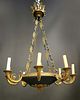 Empire Style Chandelier In Gilded Bronze And Green Patina