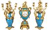 19th C. Sevres Bronze & Porcelain Clockset
