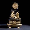 19th C. French Gilt and Patinated Bronze Figural Mantle Clock