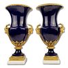 Pair of 19th C. Henry Dasson Porcelain, Bronze, & Marble Figural Vases