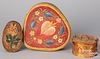 Three Scandinavian painted bentwood boxes