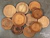 Eleven turned wood plates