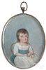 Miniature portrait of a young girl, 19th c.