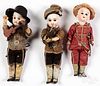 Three small bisque head character dolls, 19th c.