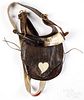Contemporay leather hunting bag with powder horn