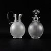 Grouping of Lalique France "Langeais" Frosted Crystal Decanter and Pitcher.