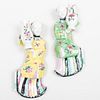 Pair of Chinese Famille Rose Porcelain Flat Backed Figures of Ladies