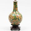 Unusual Chinese Aubergine, Yellow and Green Glazed Bottle Vase Mounted as a Lamp