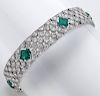 Charles Hall Art Deco diamond and emerald (AGL)