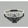 Art Deco Platinum Old Euro Diamond Engagement Ring