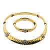Tiffany & Co 1980s Gold Hematite Diamond Necklace Bracelet Set