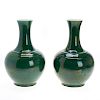 Nice pair Chinese apple green glazed crackle vases