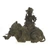 Chinese bronze seated Guanyin and elephant group