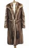 Vintage Stone Marten fur full length belted coat