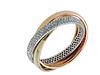 Round Pave Diamond Overlap Tri-band In 14k White, Yellow And Rose Gold
