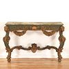 Italian Rococo parcel gilt, green painted console