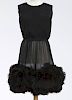 Vintage black silk and maribou cocktail dress,