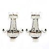 Pair Empire style mirrored, crystal wall sconces