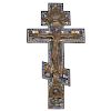 Russian Orthodox bronze, champleve enamel cross