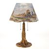 Pairpoint reverse painted lamp signed H. Fisher