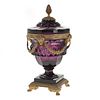 Continental bronze mounted glass urn and cover