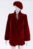 Vintage Neiman Marcus red mink fur jacket and hat