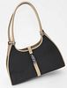 Gucci black canvas and cream leather shoulder bag