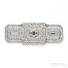 Art Deco Platinum and Diamond Plaque Brooch