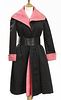 Geoffrey Beene black and pink satin dress coat