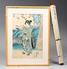 Group of Two Japanese Woodblock and Chinese Scroll