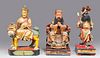 Group of Three Antique Chinese Carved Wood & Gilt Figures