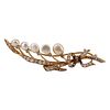 Diamonds & Natural Pearls 18k Gold Antique Brooch