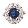 Sapphire & Diamonds Platinum Rosetta Ring