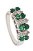 Cocktail Band Ring In 14Kt Gold With 1.06 Cts In Diamonds & Emeralds