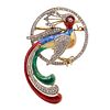 Antique Enamel & Diamonds Convertible Peacock Pendant / Brooch