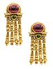 SeidenGang Etruscan Drop Earrings In 18K Gold With 15.76 Cts In Tourmalines