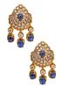 Tadini Dangle Earrings In 18K Gold With 23.84 Ctw In Diamonds & Sapphires