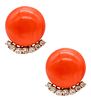 Modernist Earrings in 18k Gold with 37.88 Cts in Diamonds and Coral
