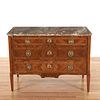 Louis XVI marble top parquetry commode