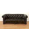 Designer black/brown leather chesterfield sofa
