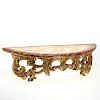 Italian carved giltwood, faux painted wall shelf