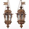 Large antique Venetian gilt metal hall lanterns