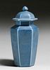 Rookwood #2750 Matte Blue Hexagonal Covered Vase 1925
