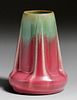 Fulper Pottery Matte Green & Pink Buttress Vase c1910s